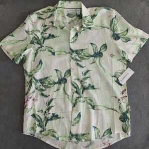 NWT Cubavera Men’s Tropical Leaf Print Button Down Shirt Size S